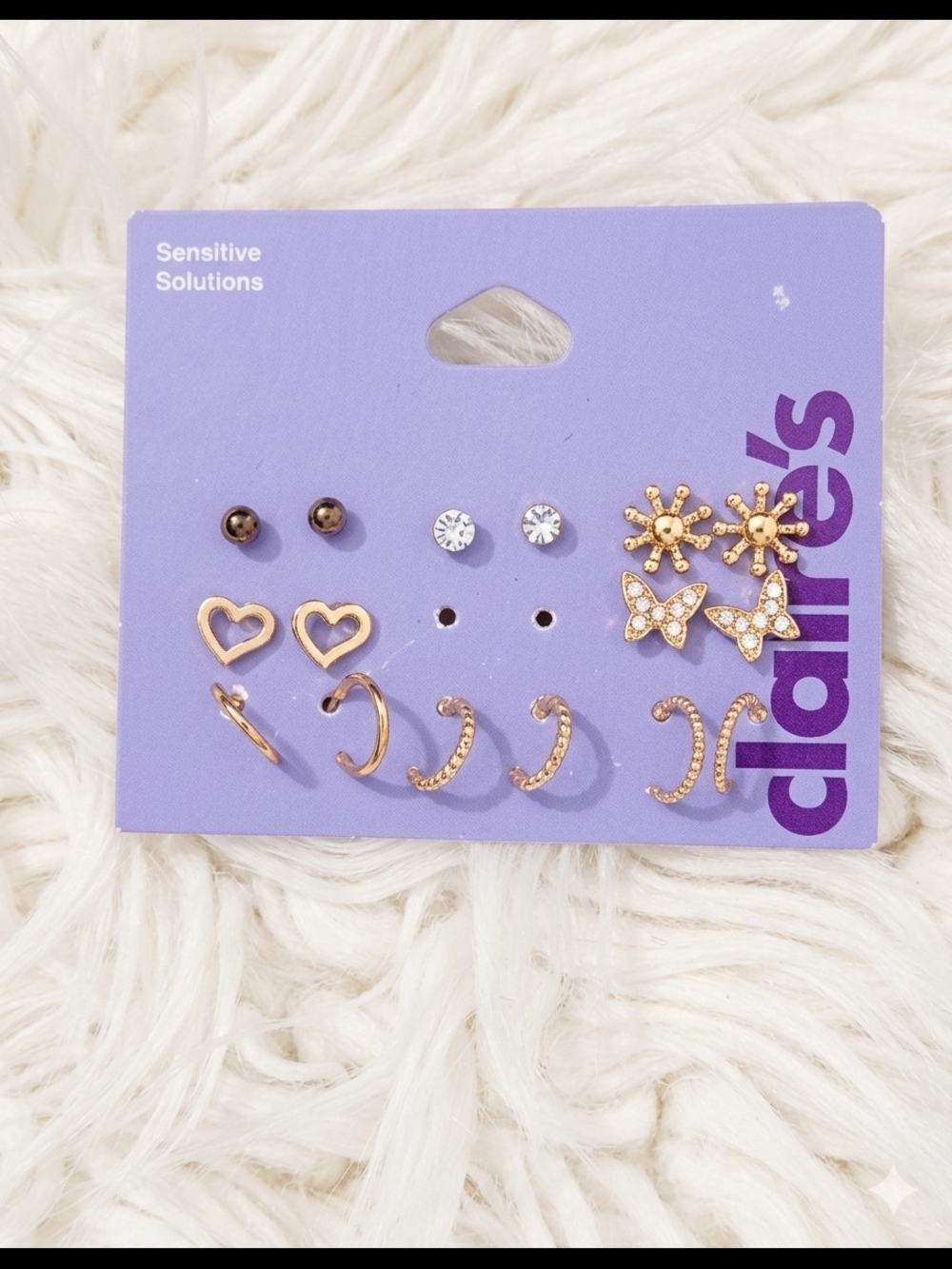 Claire's Gold and Clear Rhinestone Mixed Earring Set